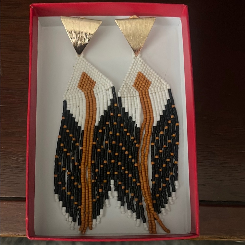 Elegant Black and Gold Beaded Earrings